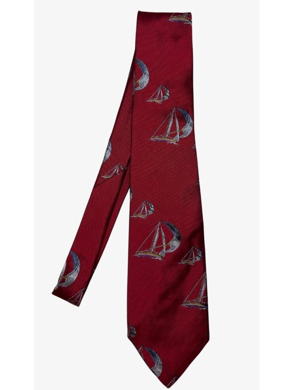 Vintage Polo Ralph Lauren Silk Necktie Tie with Sailboats Red